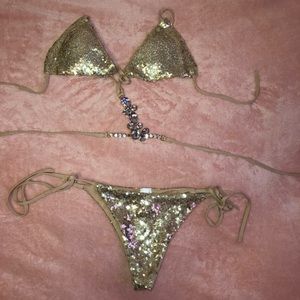Gold sequin bikini